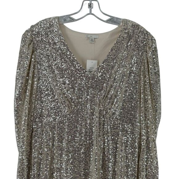Cato Sequin Dress Size M Long Sleeve V Neck Cocktail Party Bling Concert Date - Picture 2 of 6